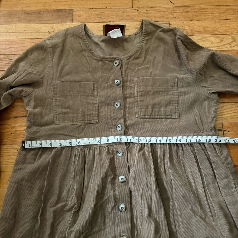 Vintage Studio Ease Tan Corderoy Button Down Maxi Dress Size 14
